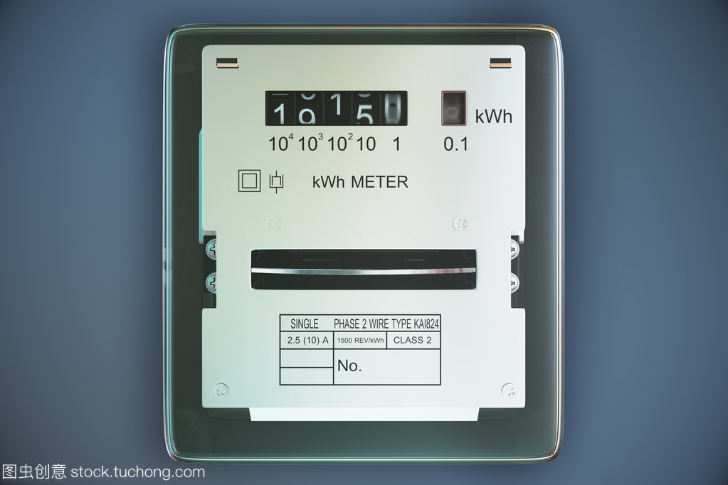 模擬的電表顯示家庭消費。電源我